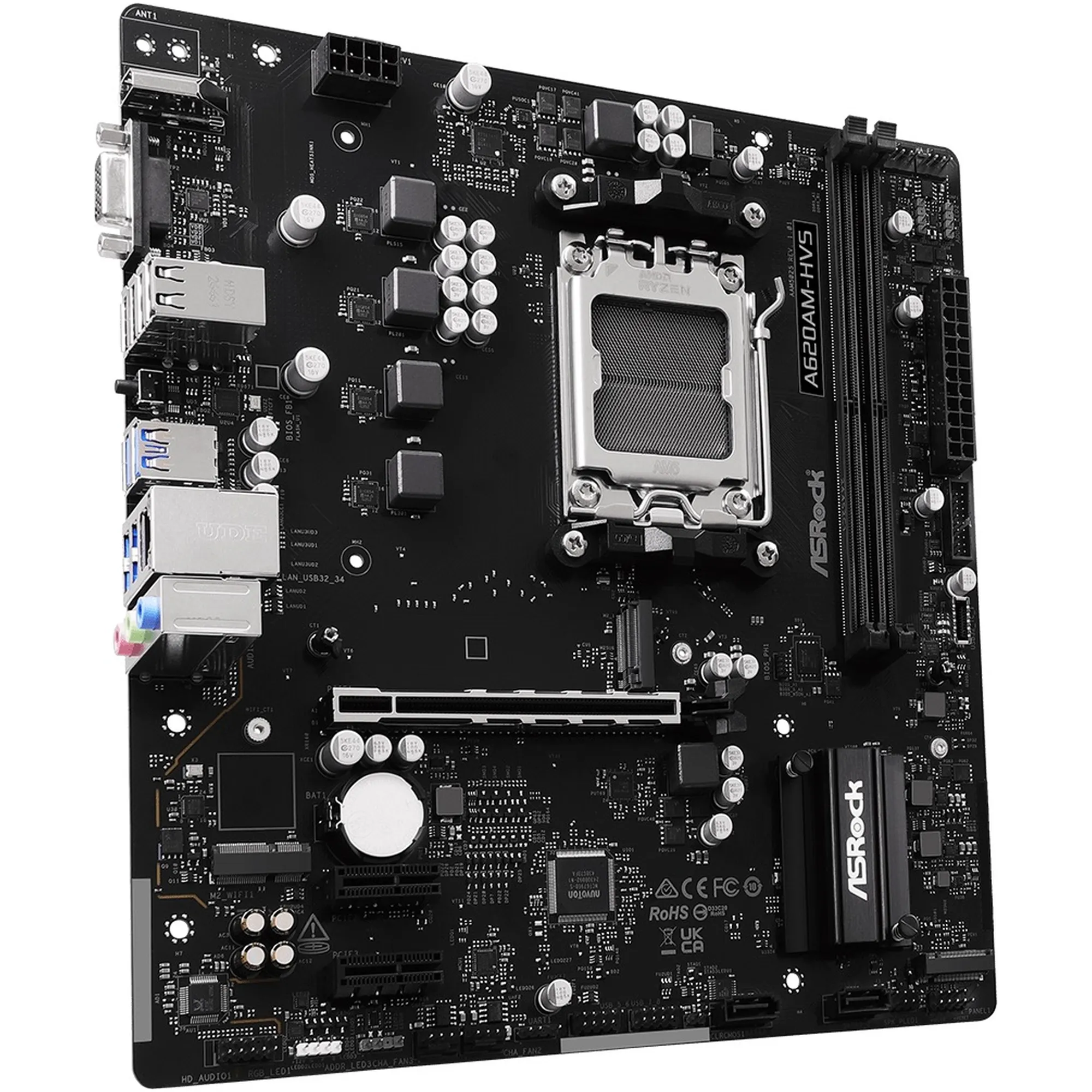 Купить Материнская плата ASRock A620AM-HVS (sAM5, AMD A620, DDR5, mATX) - фото 3