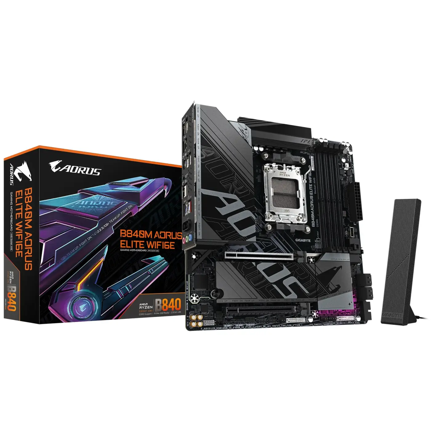 Купить Материнская плата GIGABYTE B840M A ELITE WIFI6E (sAM5, AMD B840, DDR5, mATX) - фото 1