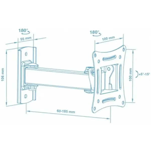 Купить Кронштейн для телевизора Walfix R-263B 14"-29" наклонно-поворотный - фото 2