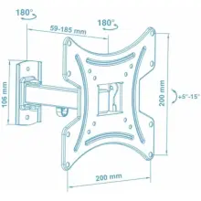 Купить Кронштейн для телевизора Walfix R-333B 15"-42" наклонно-поворотный - фото 2