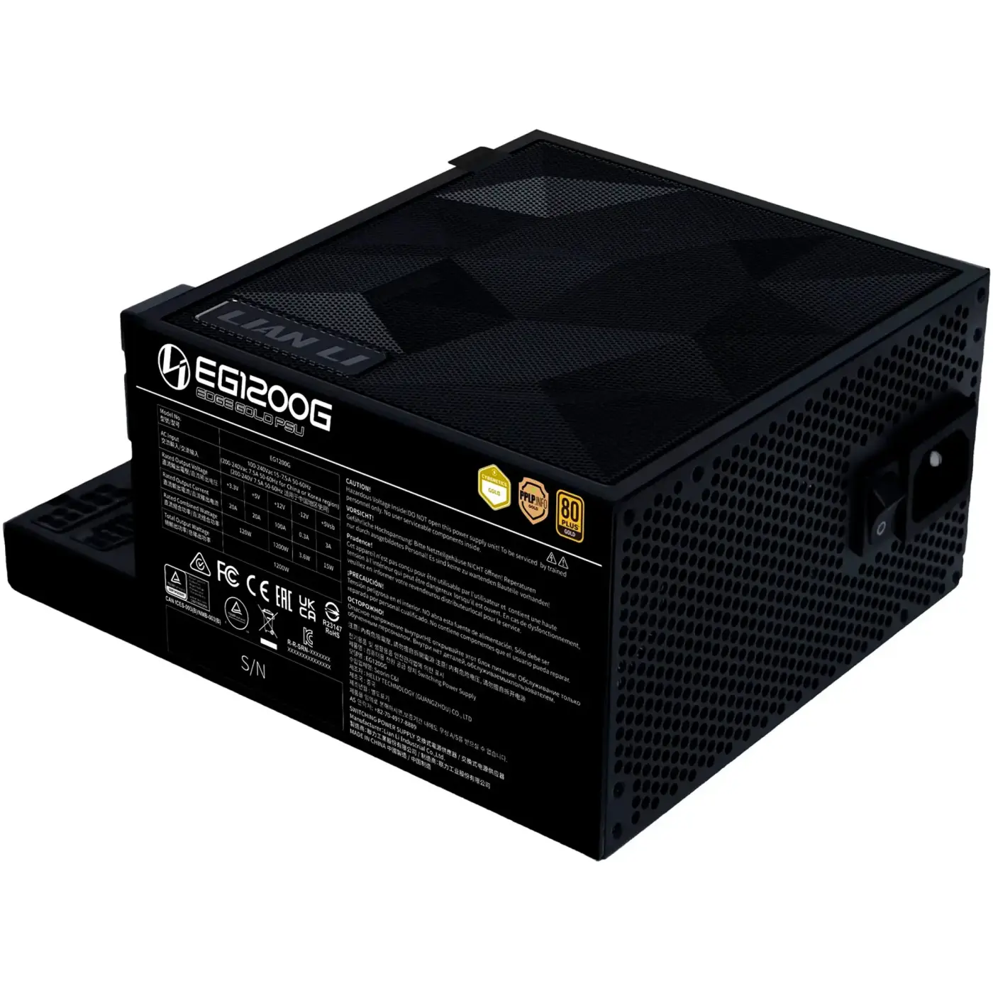 Купить Блок питания Lian Li EDGE GOLD 1200W Black with Hub, EU Cord (G9P.EG1200G.BH00.EU) - фото 3