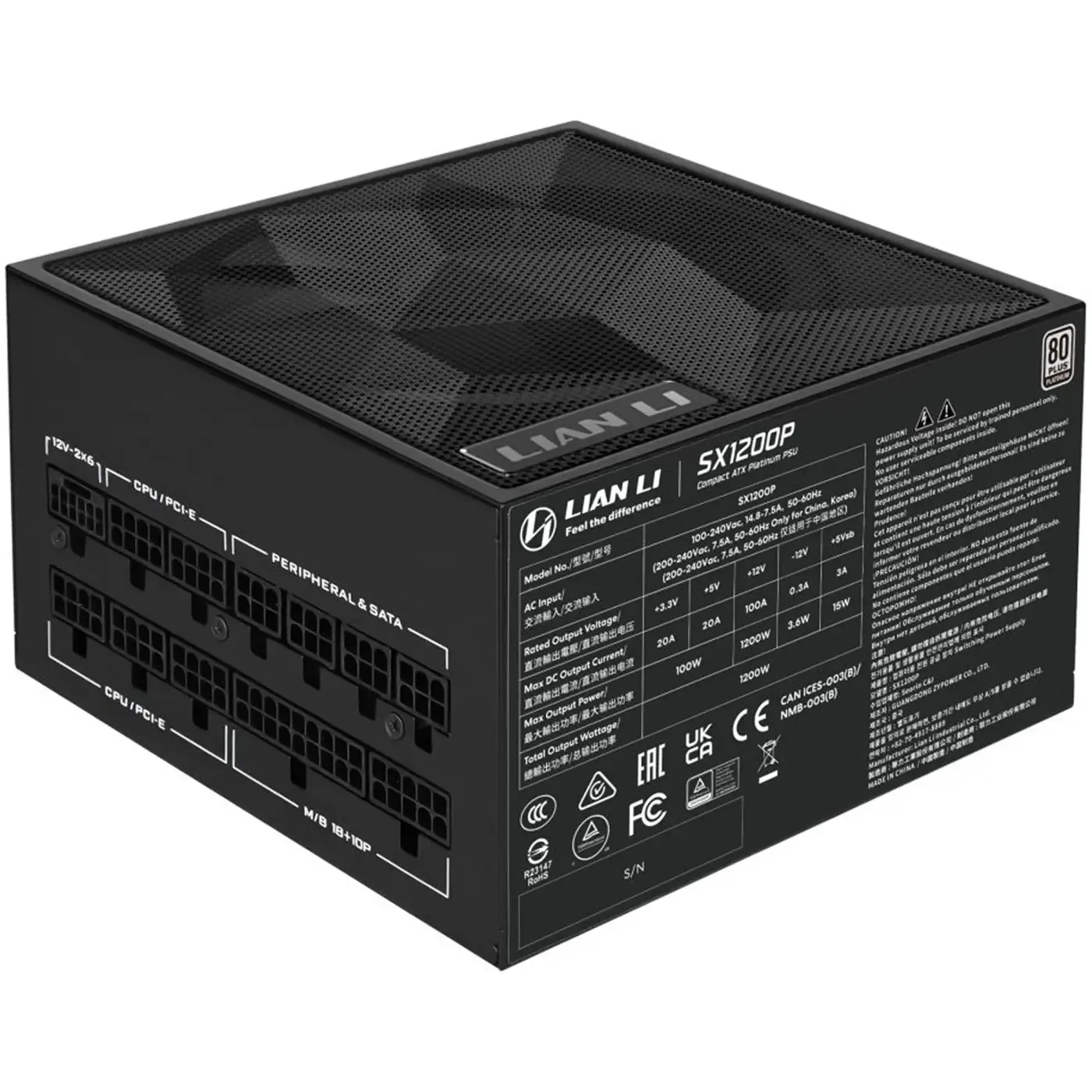 Купить Блок питания Lian Li SX1200P Black, EU cord (G9P.SX1200P.B000.EU) - фото 2
