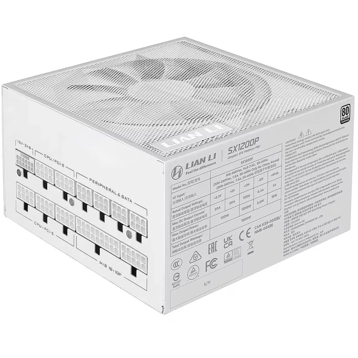Купить Блок питания Lian Li SX1200P White, EU cord (G9P.SX1200P.W000.EU) - фото 2