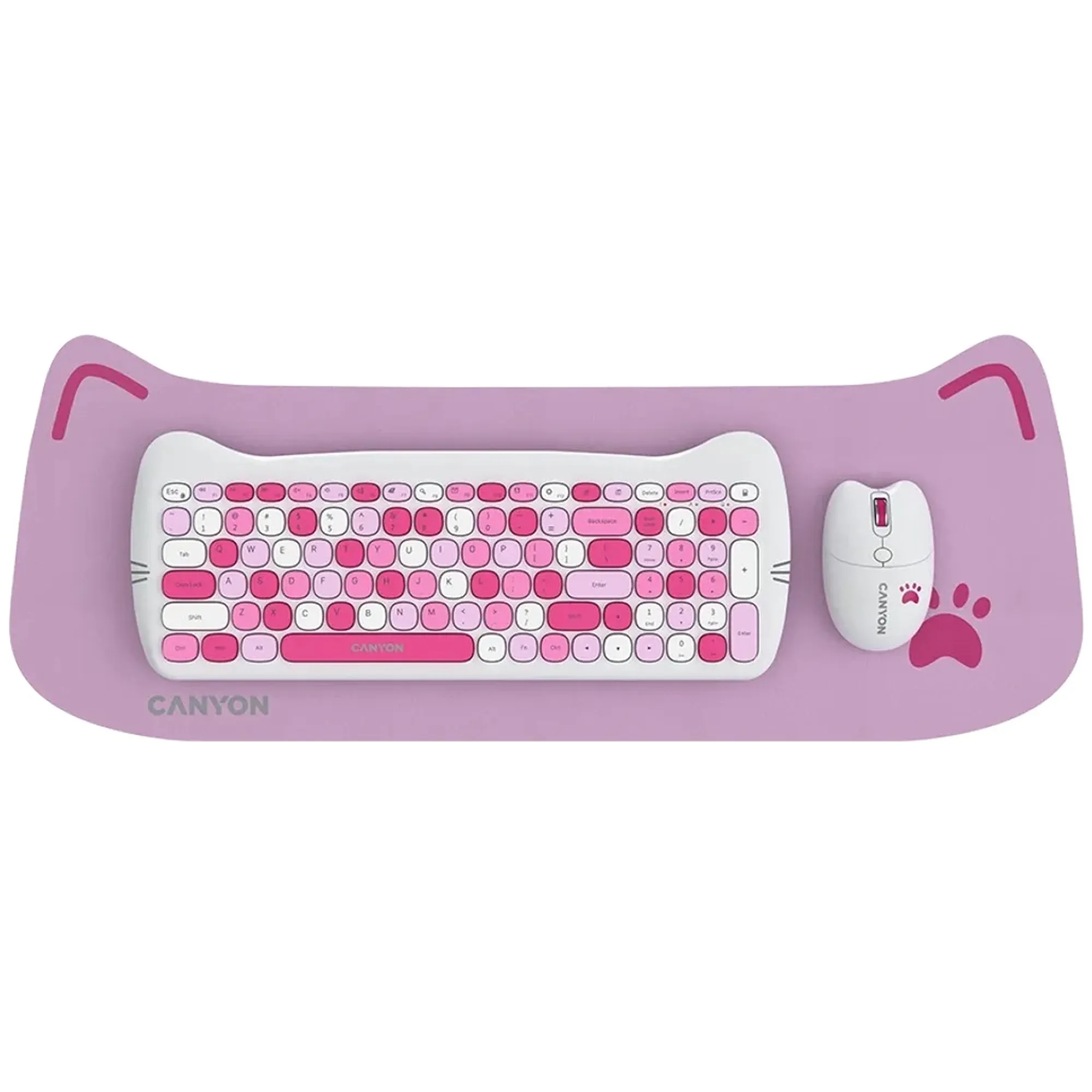 Купити Комплект клавіатура та мишка Canyon HSET-W6 Kitty Edition Wireless UA Pink (CNS-HSETW6PK) - фото 1