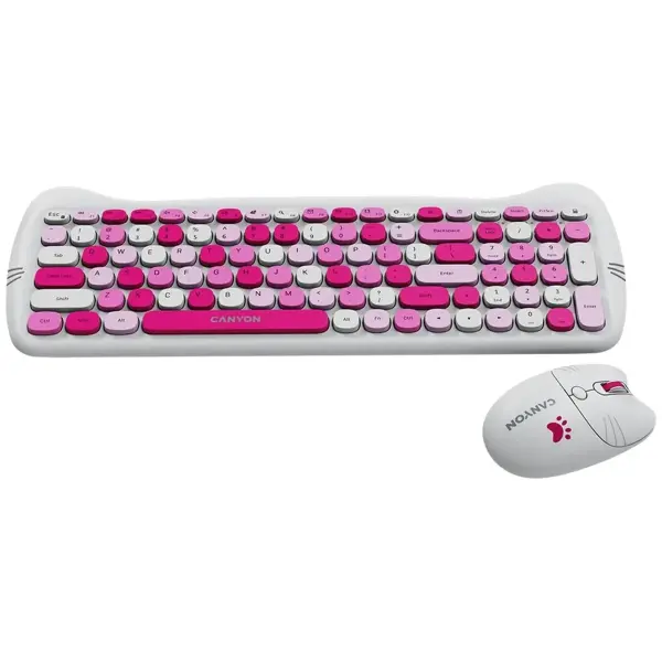 Купити Комплект клавіатура та мишка Canyon HSET-W6 Kitty Edition Wireless UA Pink (CNS-HSETW6PK) - фото 3