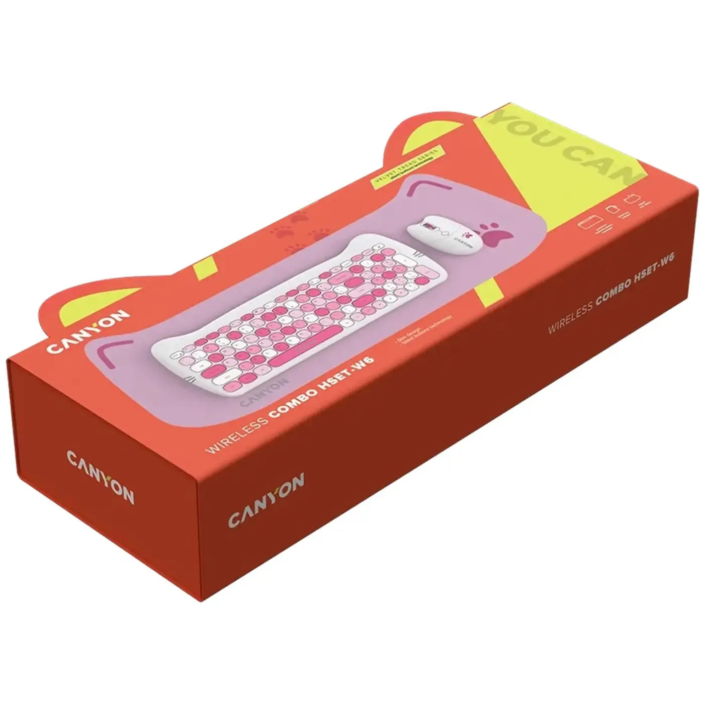 Купити Комплект клавіатура та мишка Canyon HSET-W6 Kitty Edition Wireless UA Pink (CNS-HSETW6PK) - фото 6