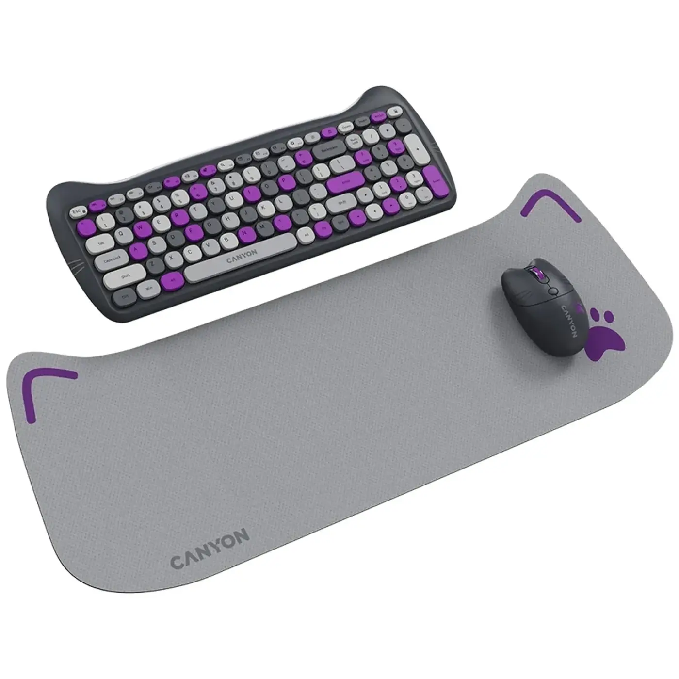 Купити Комплект клавіатура та мишка Canyon HSET-W6 Kitty Edition Wireless UA Violet (CNS-HSETW6VT) - фото 2