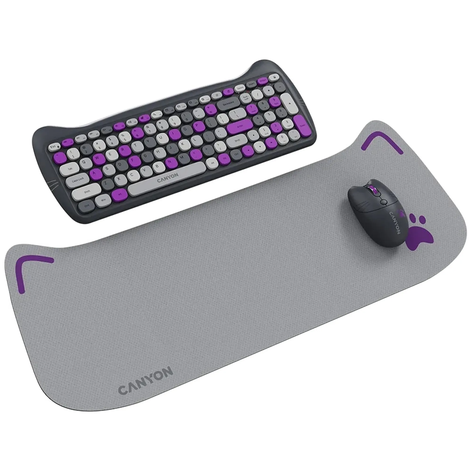 Купити Комплект клавіатура та мишка Canyon HSET-W6 Kitty Edition Wireless UA Violet (CNS-HSETW6VT) - фото 2