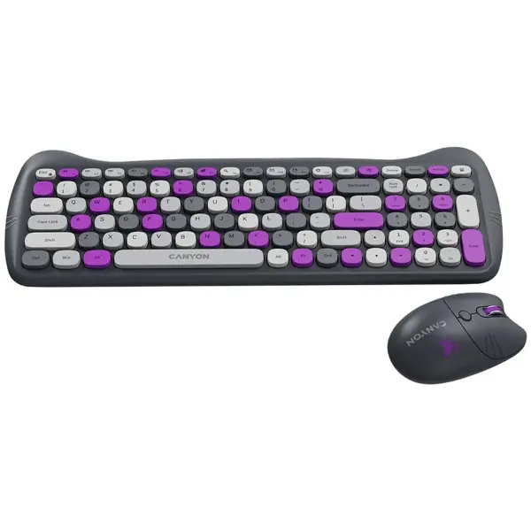 Купити Комплект клавіатура та мишка Canyon HSET-W6 Kitty Edition Wireless UA Violet (CNS-HSETW6VT) - фото 3