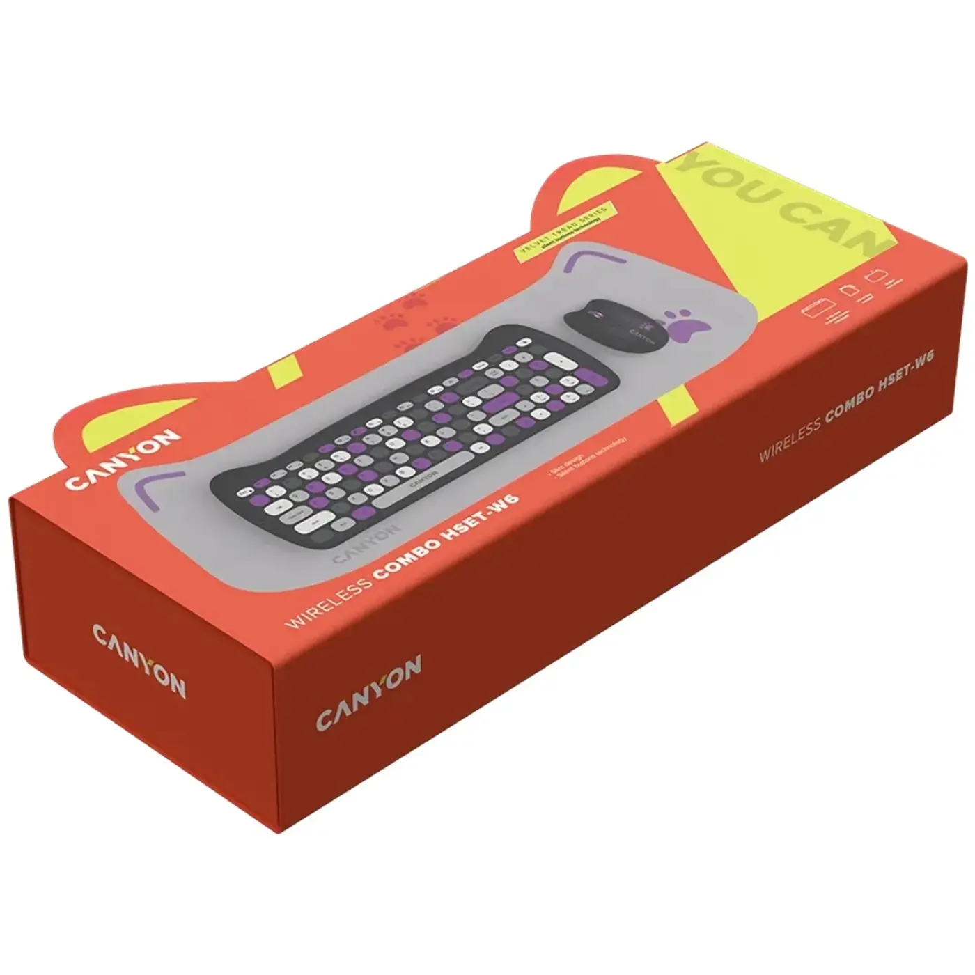 Купити Комплект клавіатура та мишка Canyon HSET-W6 Kitty Edition Wireless UA Violet (CNS-HSETW6VT) - фото 6