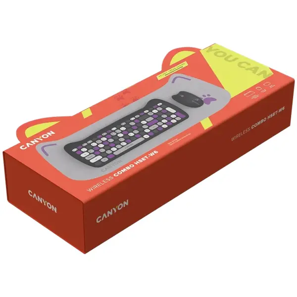 Купити Комплект клавіатура та мишка Canyon HSET-W6 Kitty Edition Wireless UA Violet (CNS-HSETW6VT) - фото 6