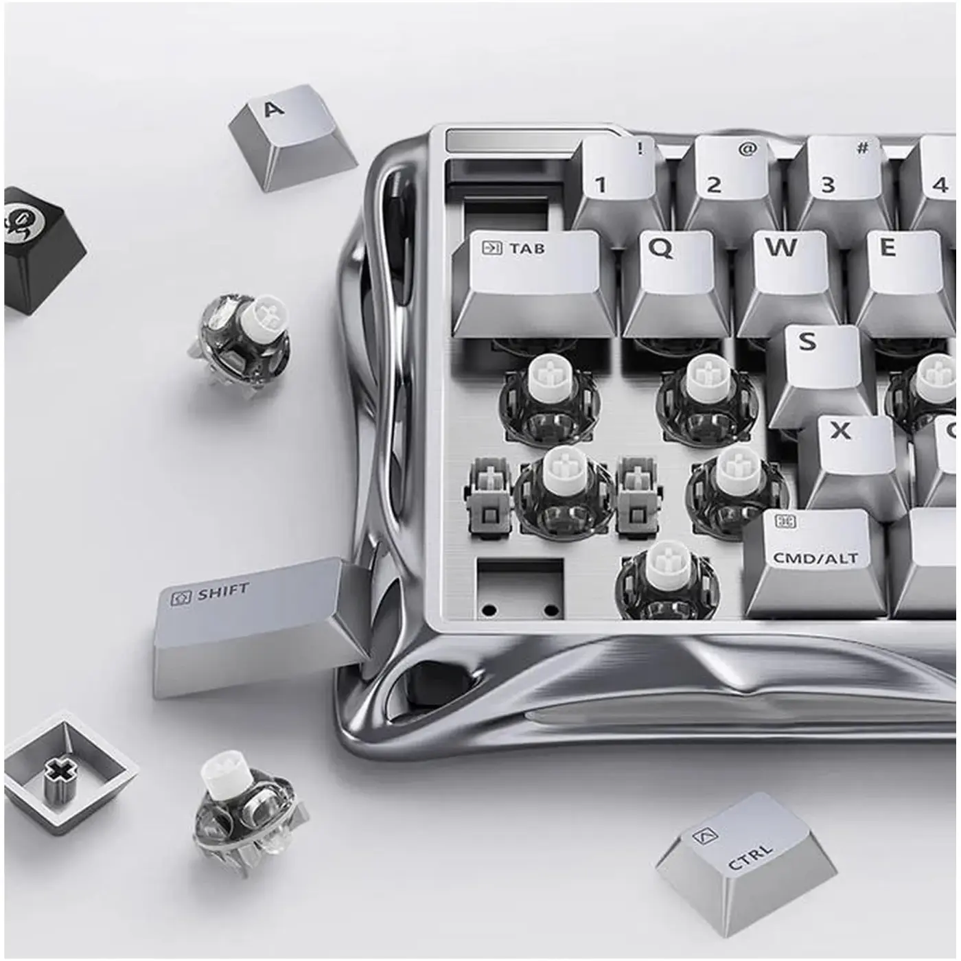 Купить Клавиатура GravaStar Mercury V60 Pro Blackcore 8k RGB Chrome Silver (GSV60PRO_XTAL_SLV) - фото 8