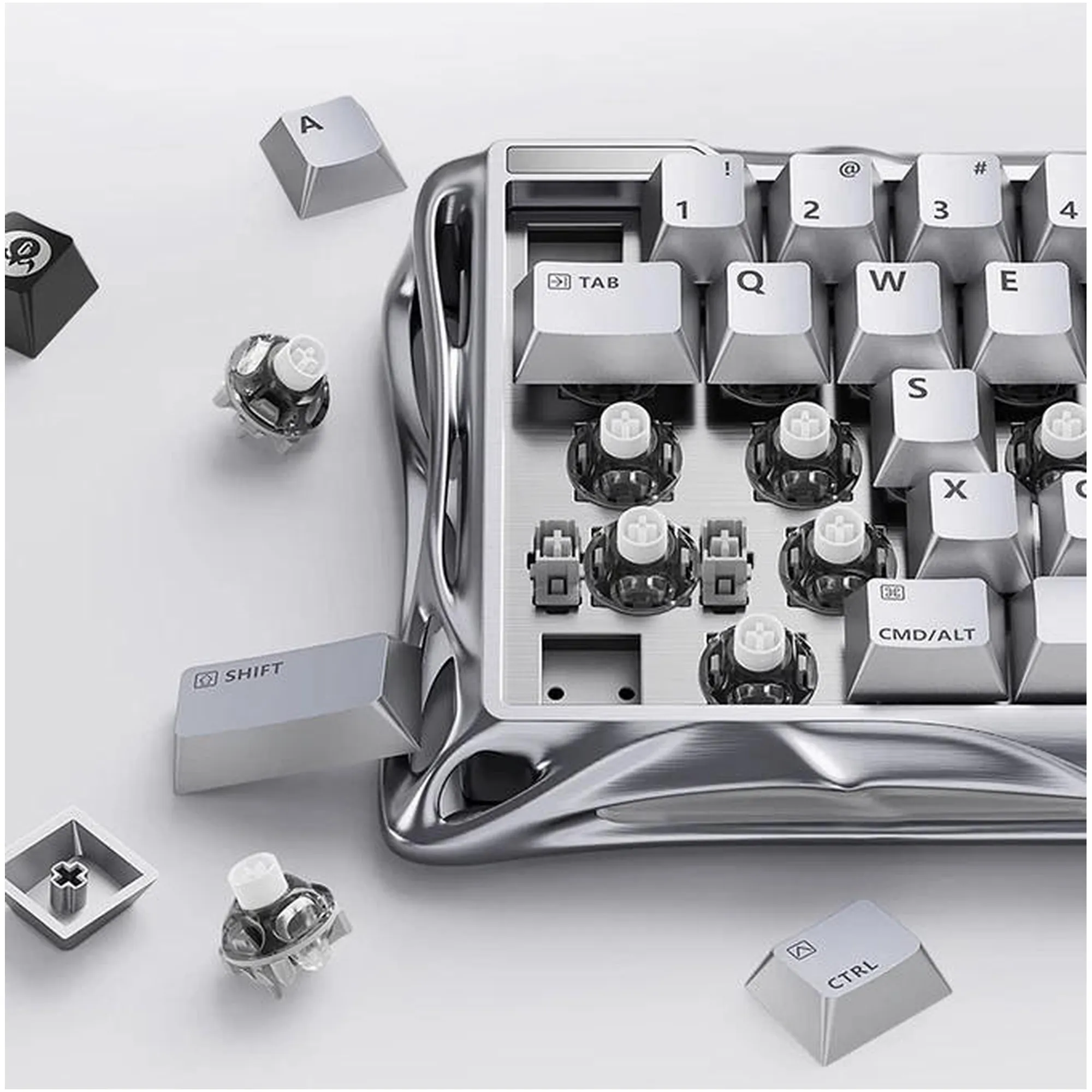 Купить Клавиатура GravaStar Mercury V60 Pro Blackcore 8k RGB Chrome Silver (GSV60PRO_XTAL_SLV) - фото 8