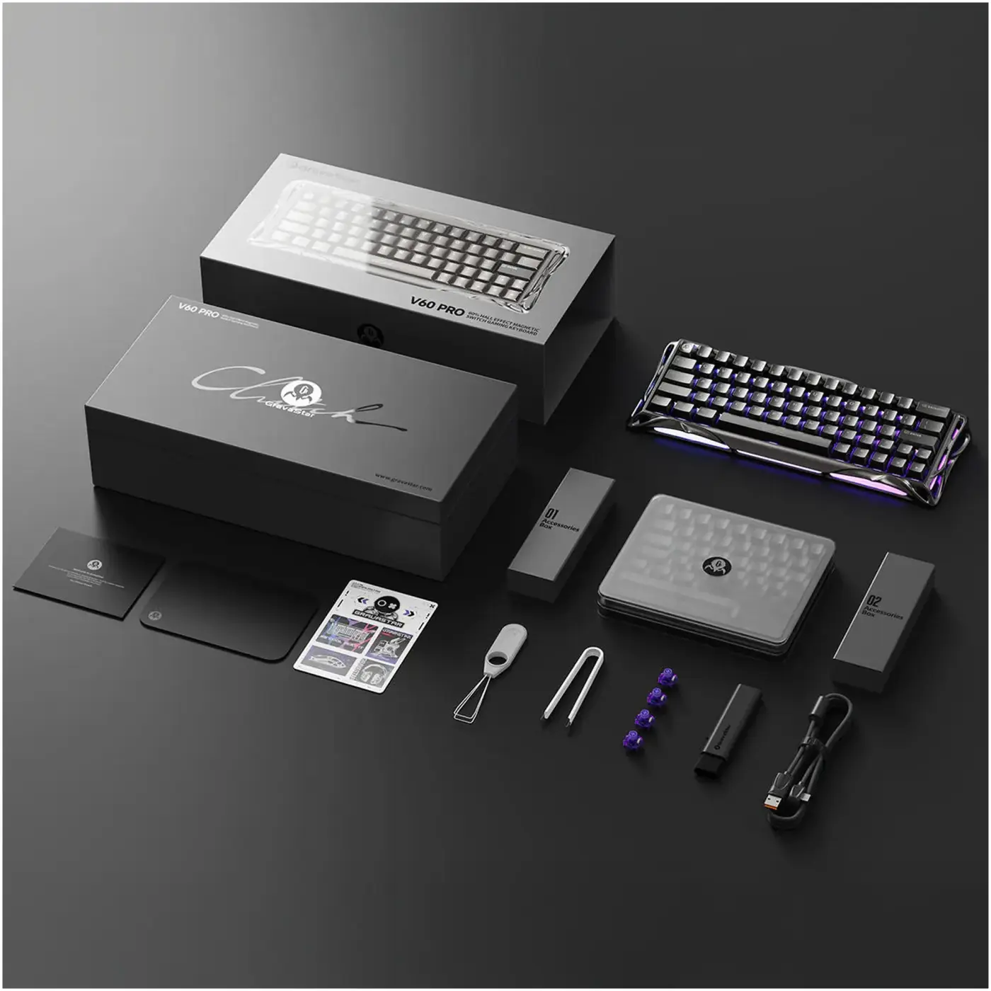 Купить Клавиатура GravaStar Mercury V60 Pro Blackcore 8k RGB GunMetal (GSV60PRO_XTAL_BLK) - фото 5