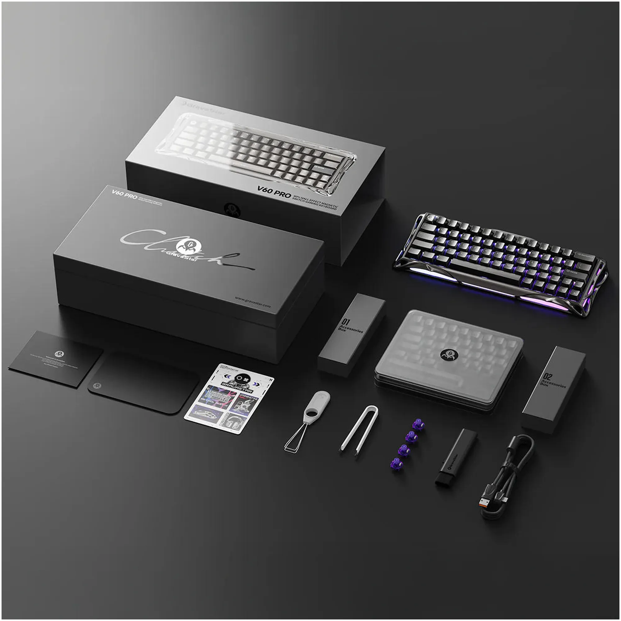 Купить Клавиатура GravaStar Mercury V60 Pro Blackcore 8k RGB GunMetal (GSV60PRO_XTAL_BLK) - фото 5