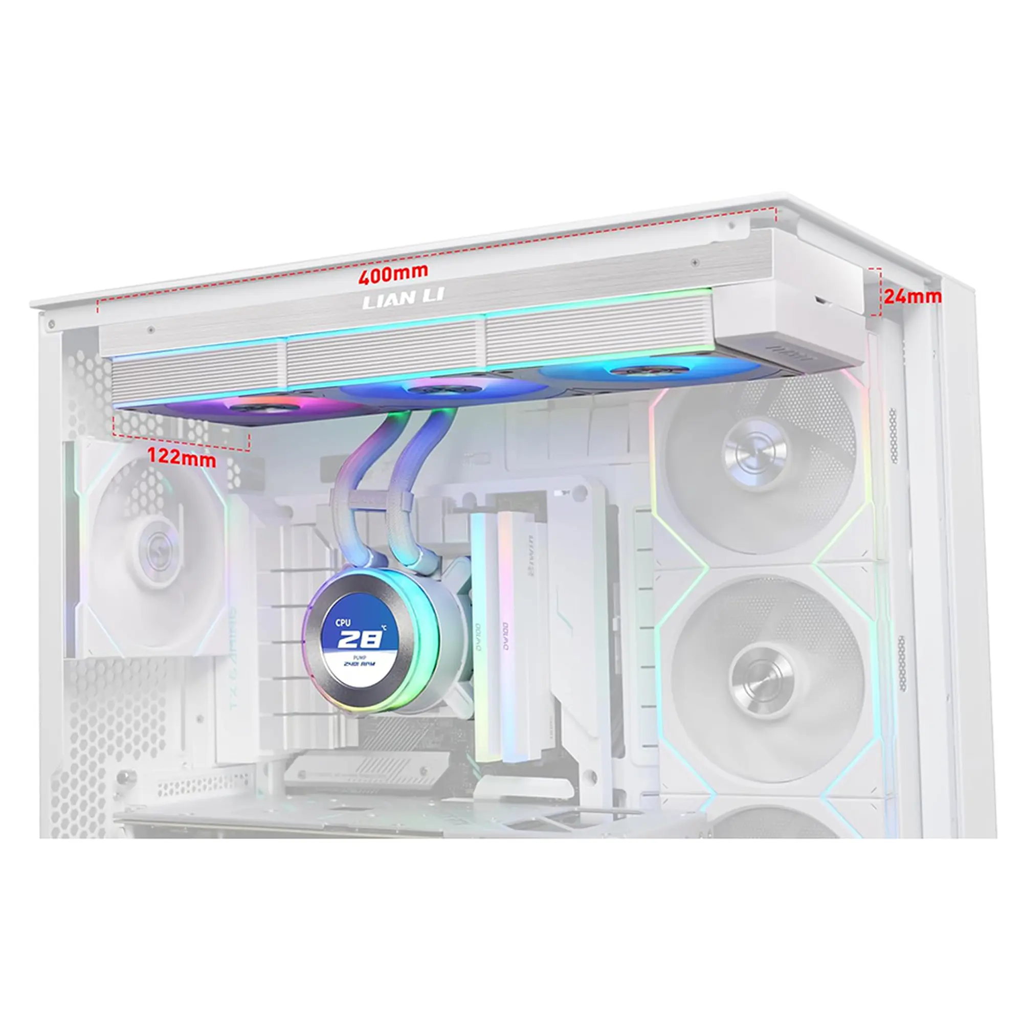 Купить Система водяного охлаждения Lian Li HydroShift II LCD-C 360CL White (G89.GHS2LCD36RW.00) - фото 2