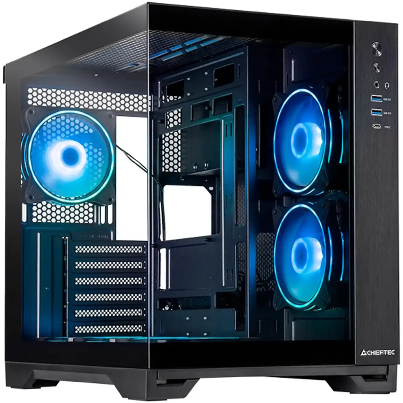 Купить Корпус Chieftec VISIO GM-30B-TG-OP ATX, без БЖ, Black - фото 1