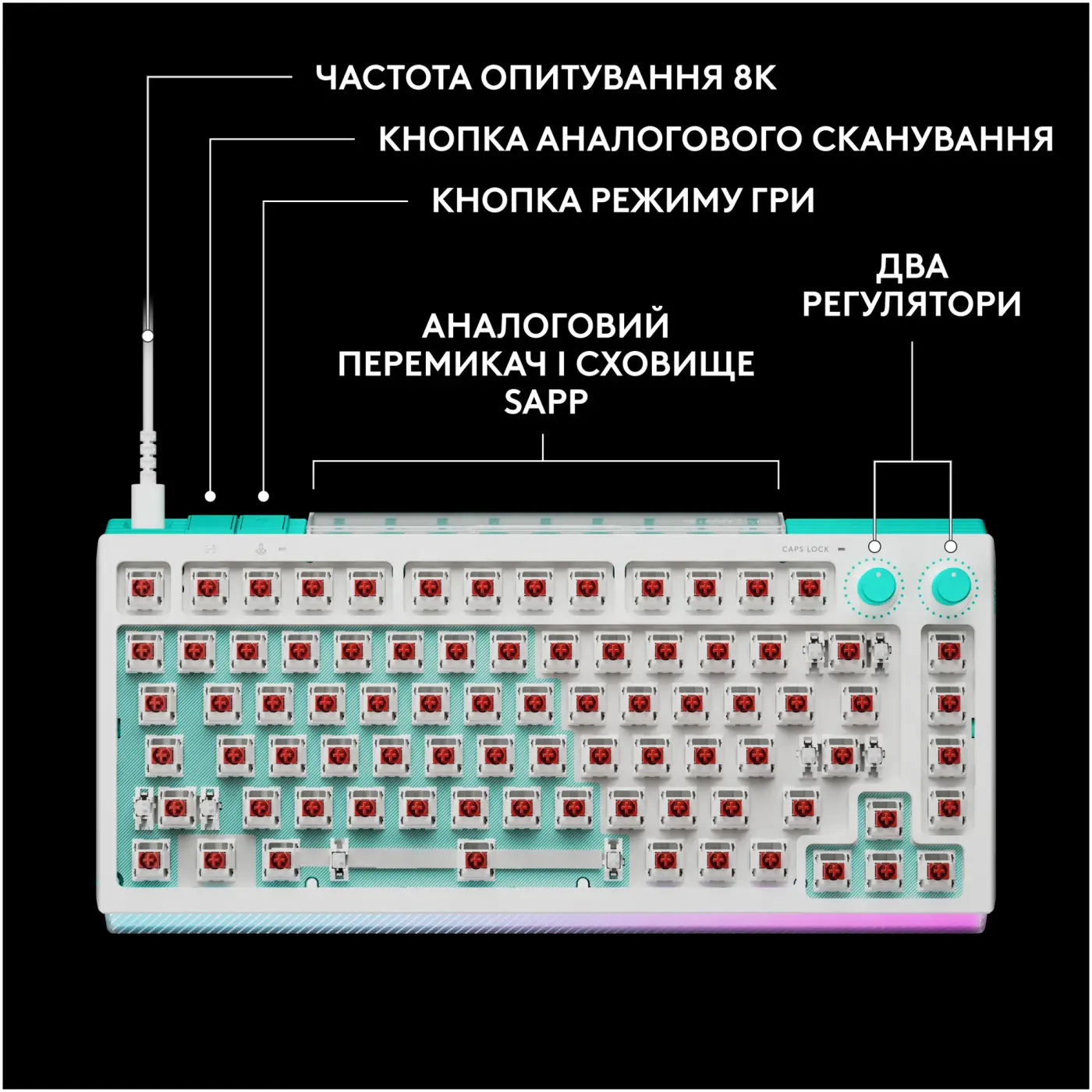 Купити Клавіатура Logitech G512 X 75 Mechanical Tactile White (920-013955) - фото 10