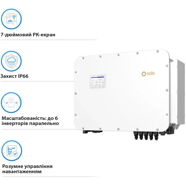 Купити Гібридний інвертор SOLIS S6-EH3P100K10-NV-YD-H 100KW HV-battery 10 MPPT Wi-Fi 220/380V Трифазний (S6-EH3P100K10-NV-YD-H) - фото 5