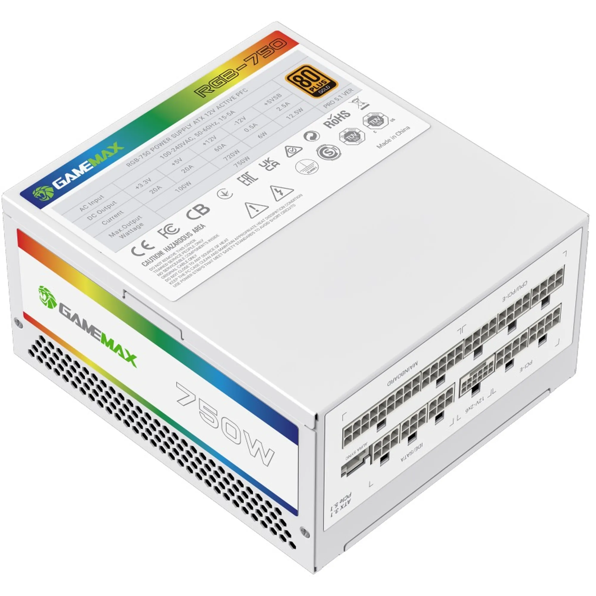 Купити Блок живлення GAMEMAX RGB750 PRO 750W White (RGB750 PRO WH (ATX3.0/3.1 PCI5.0/5.1)) - фото 7