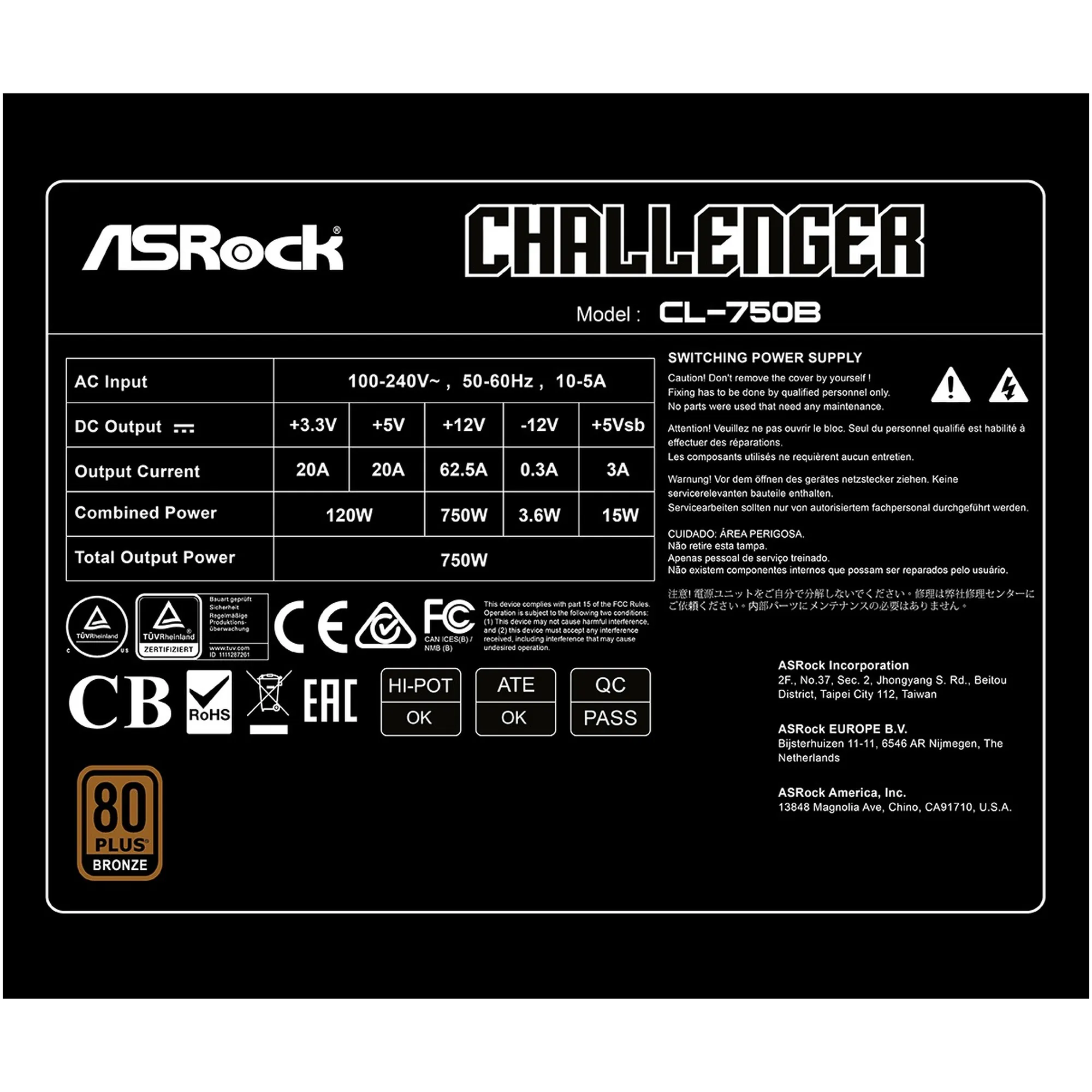 Купить Блок питания ASRock Challenger 750W 80+ Bronze (CL-750B) - фото 7