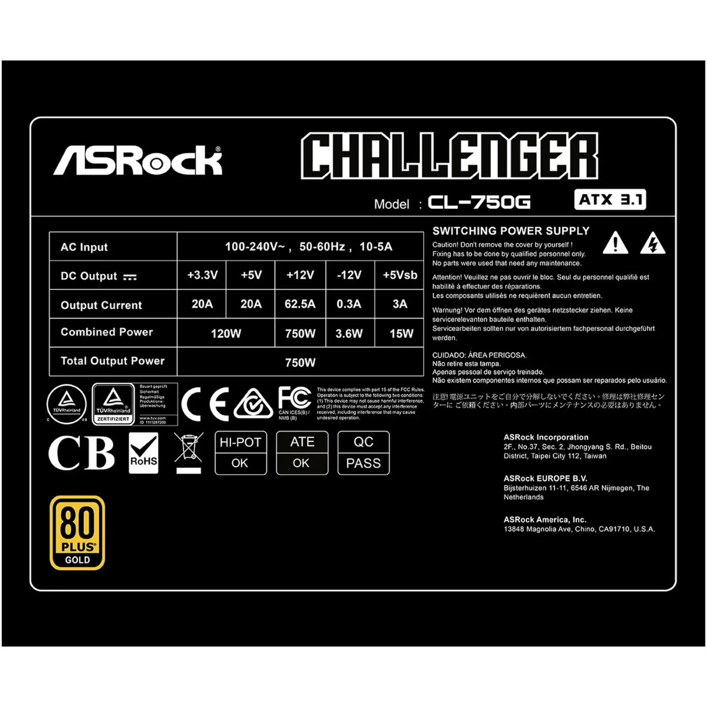 Купить Блок питания ASRock Challenger 750W 80+ Gold (CL-750G) - фото 7