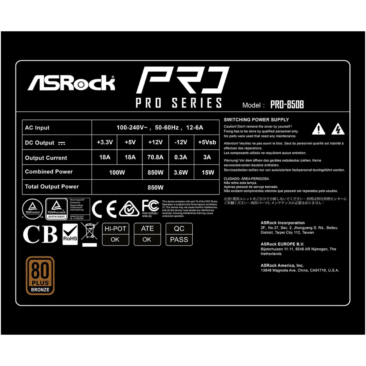 Купить Блок питания ASRock PRO 850W 80+ Bronze (PRO-850B) - фото 7