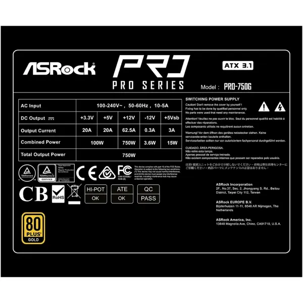 Купить Блок питания ASRock PRO 750W 80+ Gold (PRO-750G) - фото 7