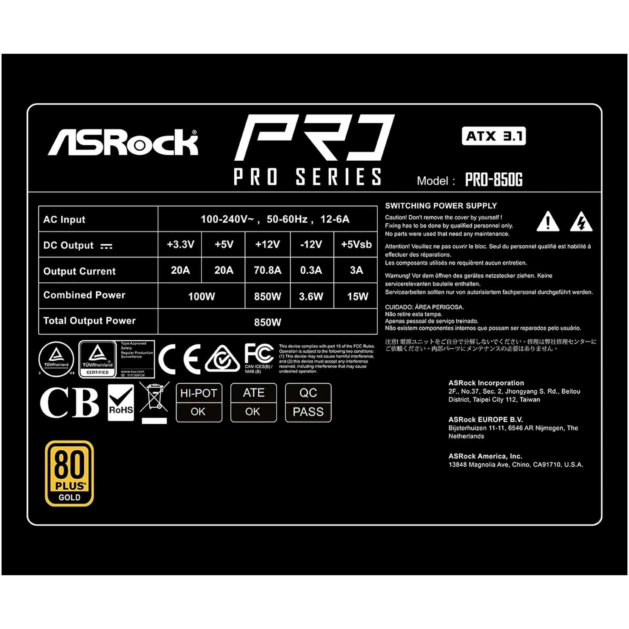 Купить Блок питания ASRock PRO 850W 80+ Gold (PRO-850G) - фото 7