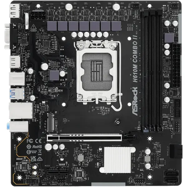 Купити Материнська плата ASRock H610M COMBO II (s1700, Intel H610, DDR4/DDR5, mATX) - фото 2