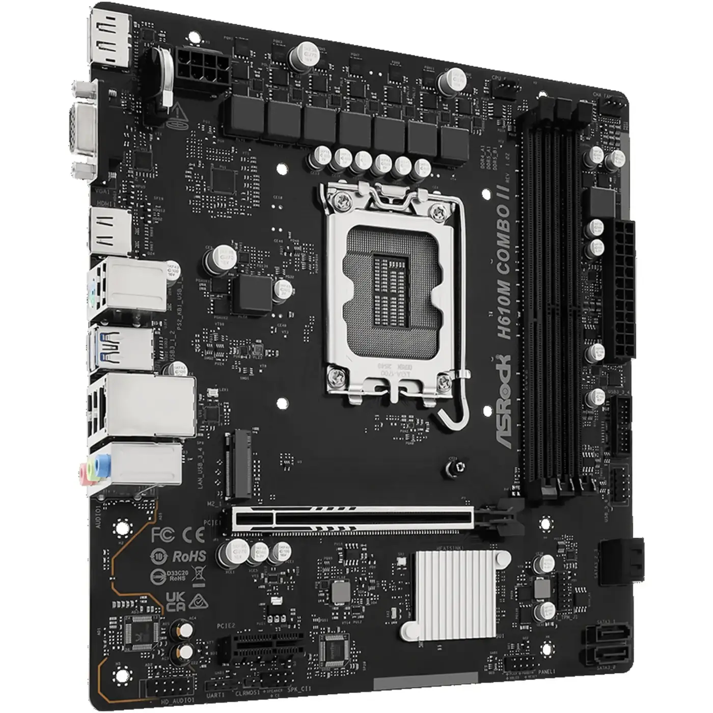 Купити Материнська плата ASRock H610M COMBO II (s1700, Intel H610, DDR4/DDR5, mATX) - фото 3