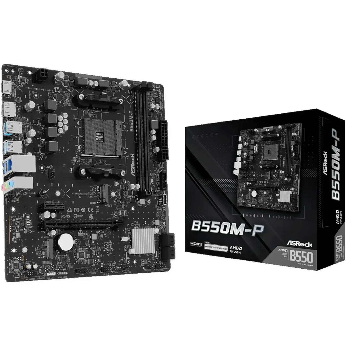 Купити Материнська плата ASRock B550M-P (sAM4, AMD B550, DDR4, mATX) - фото 1