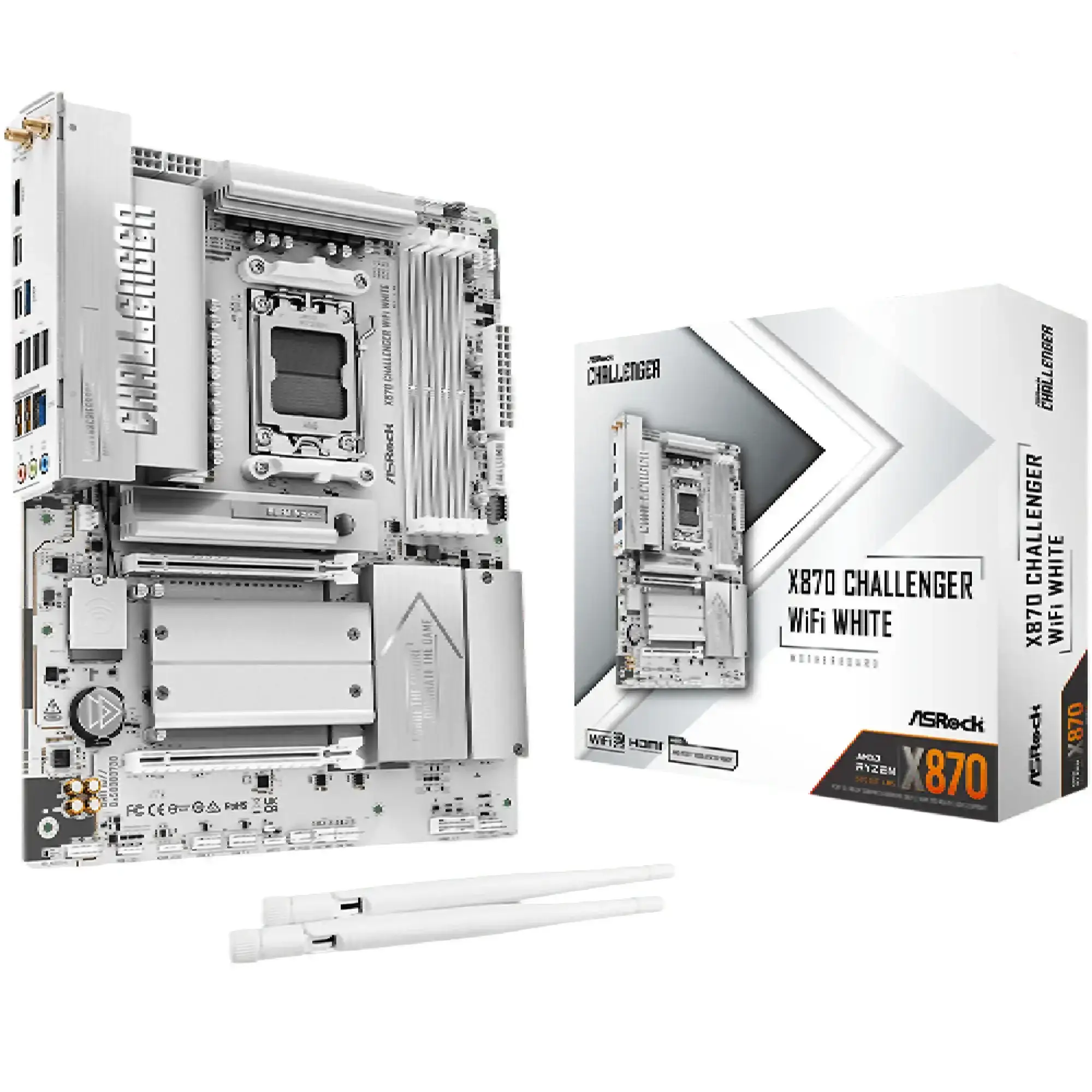 Купити Материнська плата ASRock X870 Challenger WIFI White (sAM5, AMD X870, DDR5, ATX) - фото 1