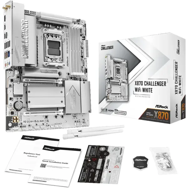 Купити Материнська плата ASRock X870 Challenger WIFI White (sAM5, AMD X870, DDR5, ATX) - фото 7