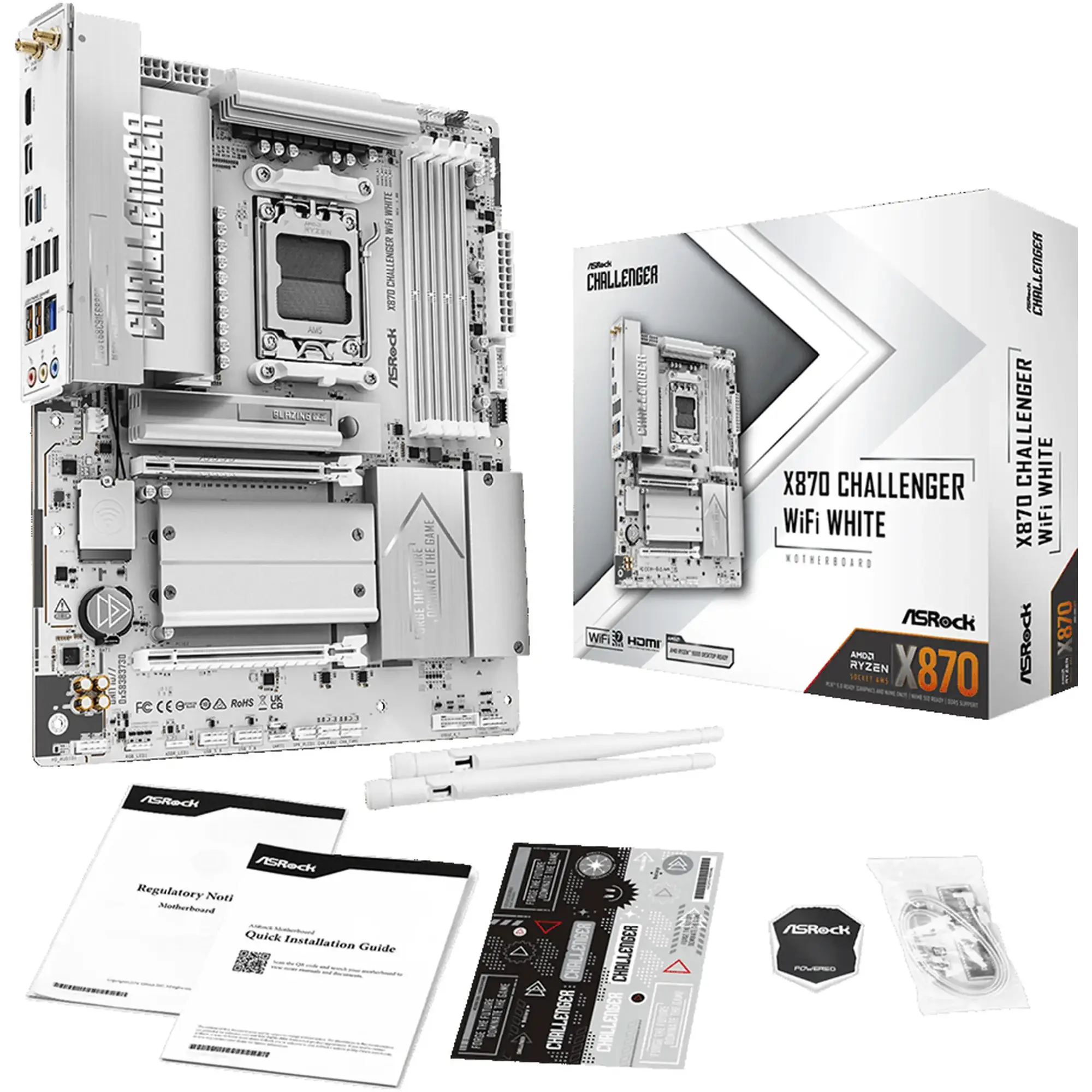Купити Материнська плата ASRock X870 Challenger WIFI White (sAM5, AMD X870, DDR5, ATX) - фото 7