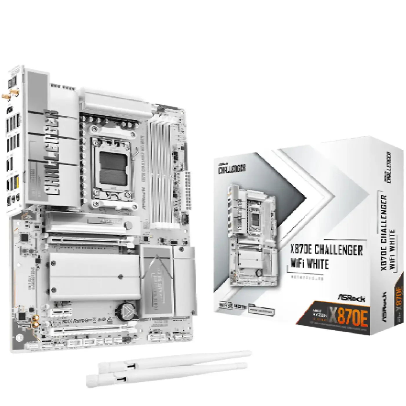 Купити Материнська плата ASRock X870E Challenger WIFI White (sAM5, AMD X870E, DDR5, ATX) - фото 1