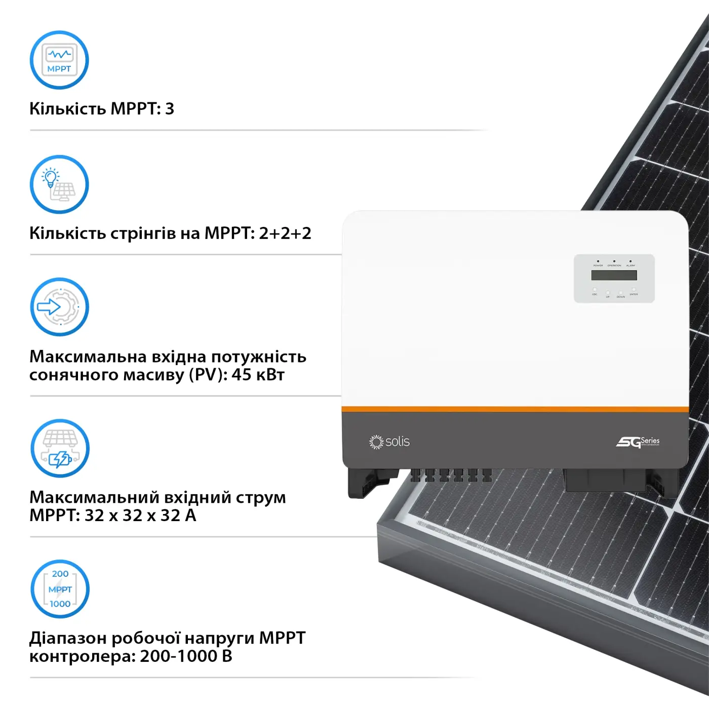 Купити Мережевий інвертор SOLIS S5-GC30K 30KW 3 MPPT 220/380V трифазний (S5-GC30K) - фото 5