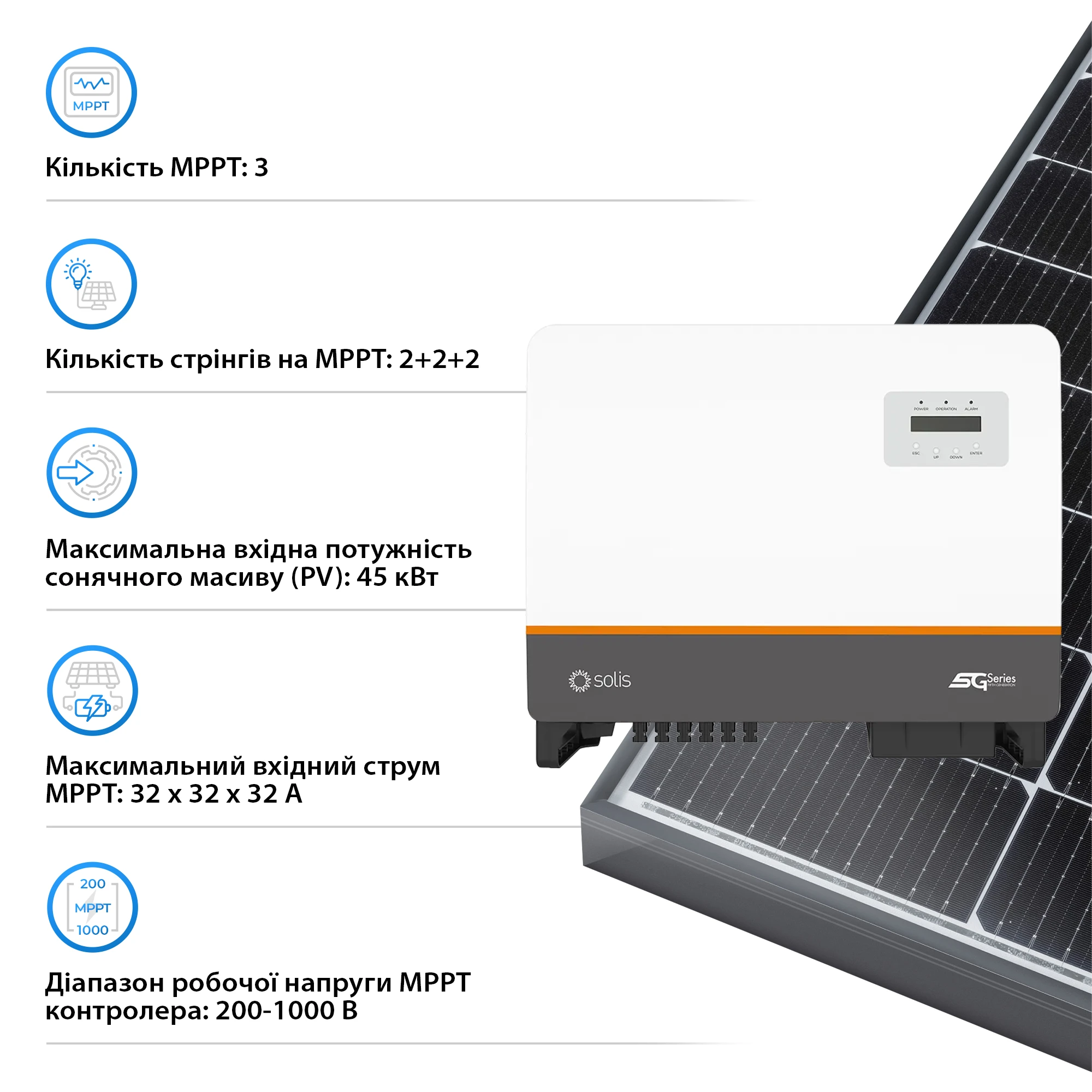 Купити Мережевий інвертор SOLIS S5-GC30K 30KW 3 MPPT 220/380V трифазний (S5-GC30K) - фото 5