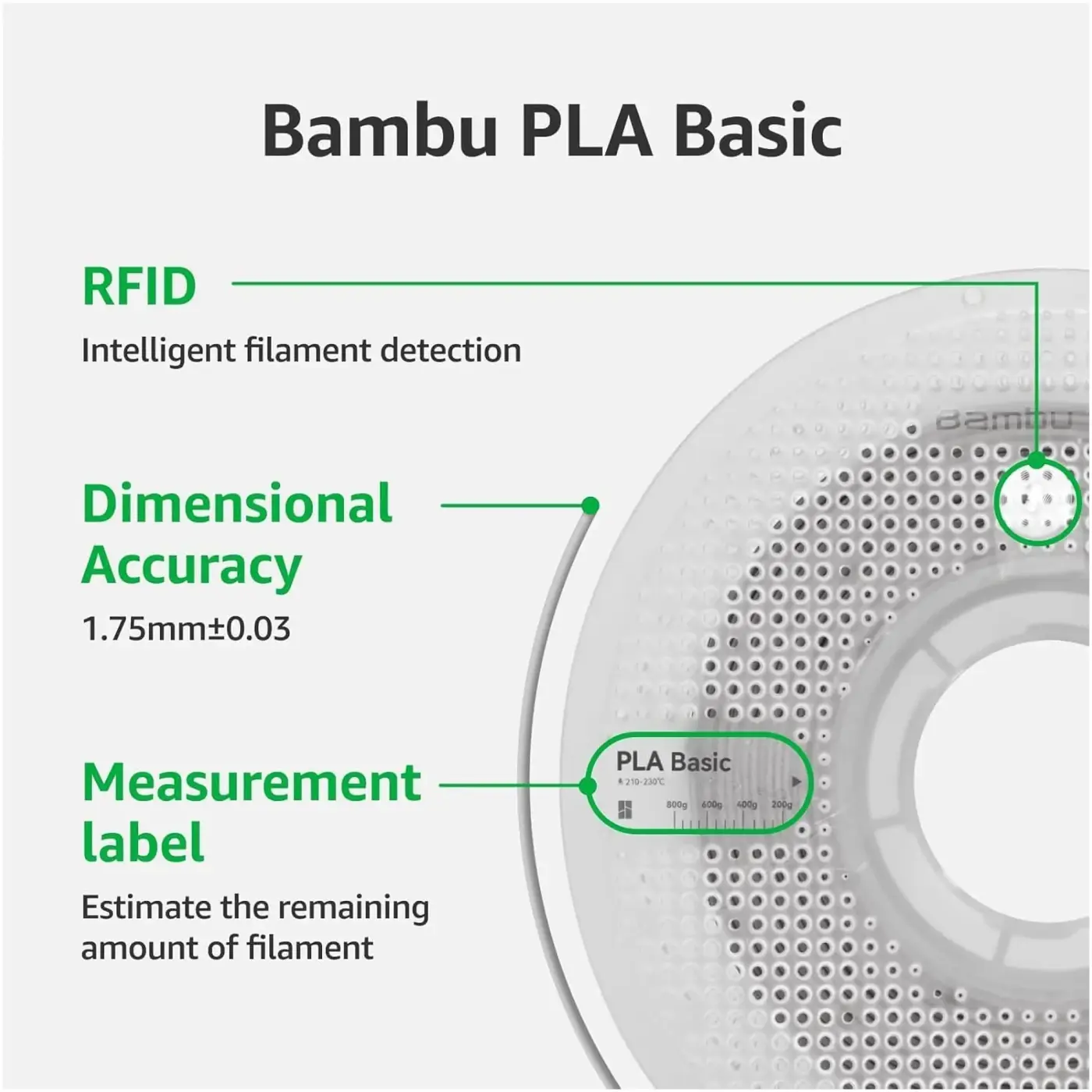 Купить PLA Basic Filament (пластик) для 3D принтера Bambu Lab 1кг, 1.75мм, омеловый зеленый (A00-G2-1.75-1000-SPL) - фото 6