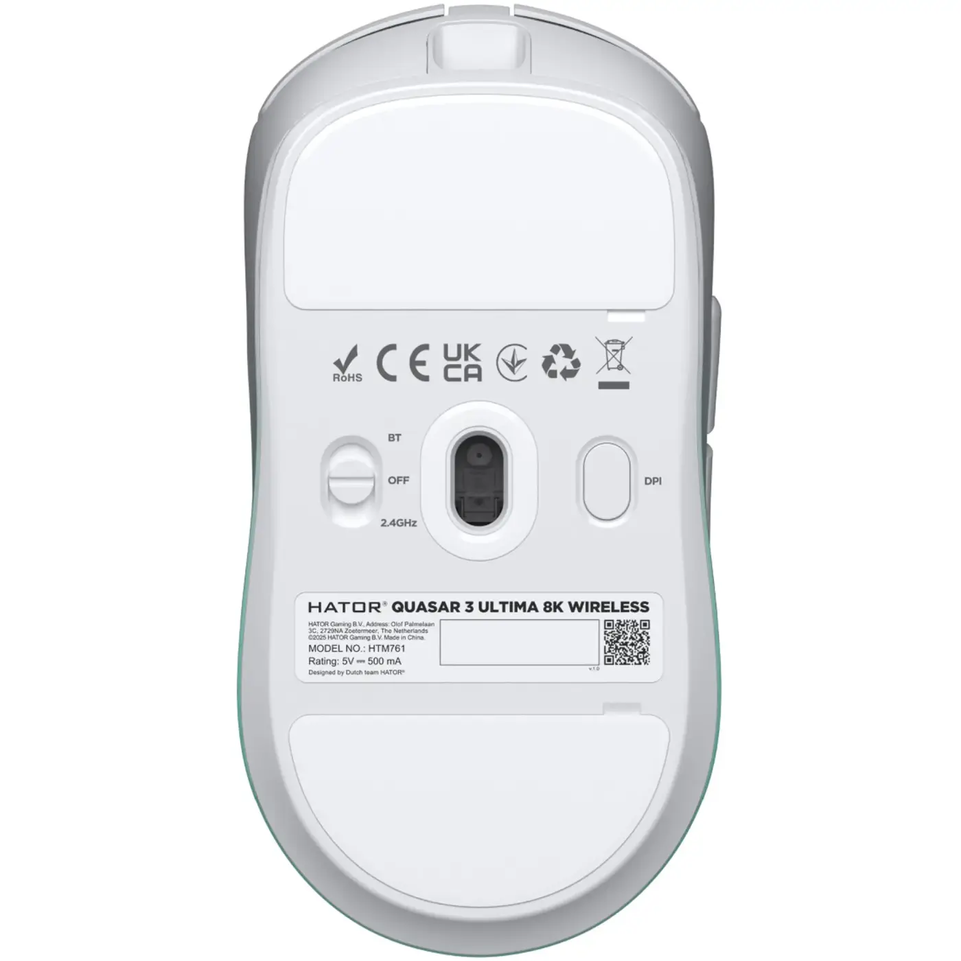 Купити Мишка Hator Quasar 3 Ultima 8K Wireless White/Mint (HTM761) - фото 5