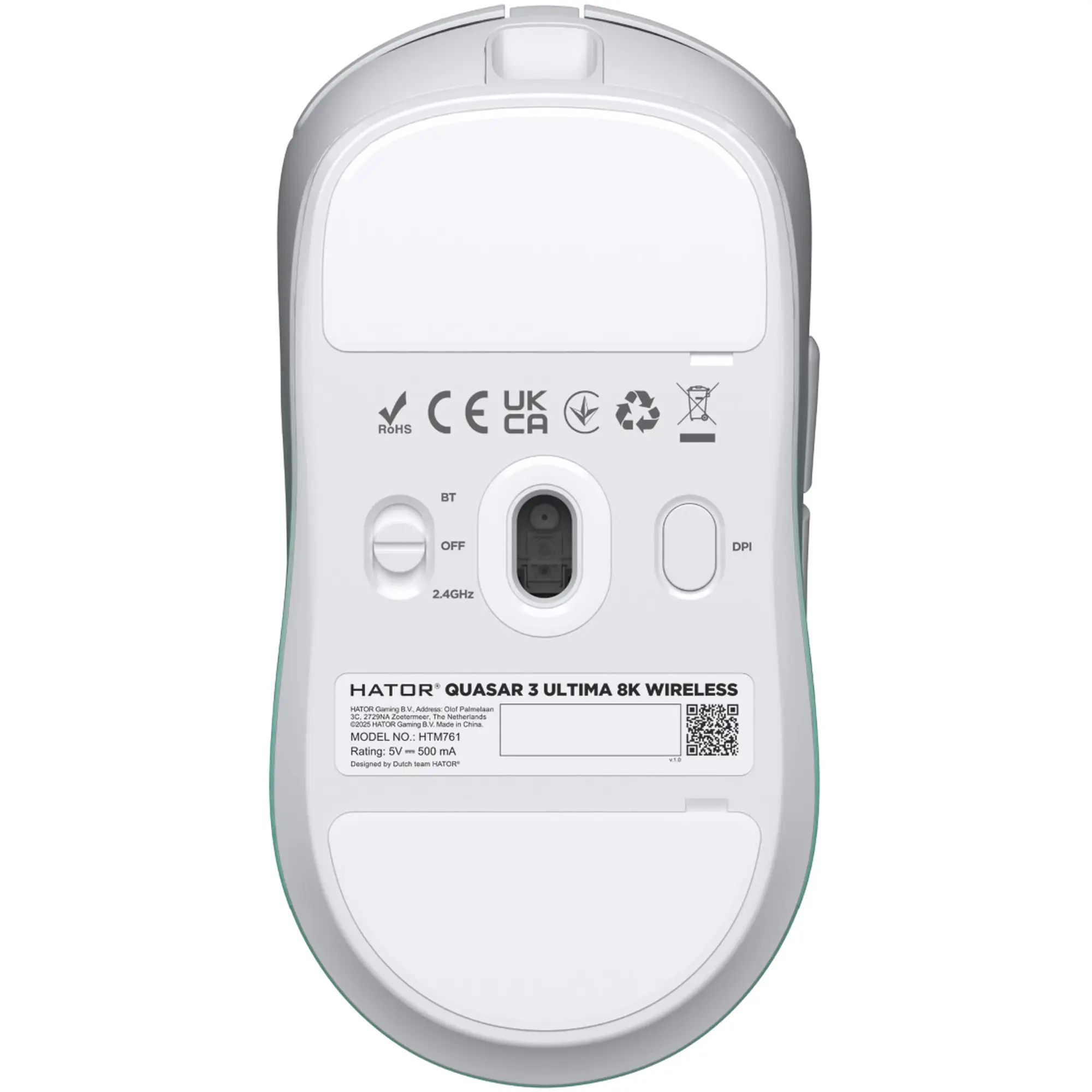 Купити Мишка Hator Quasar 3 Ultima 8K Wireless White/Mint (HTM761) - фото 5