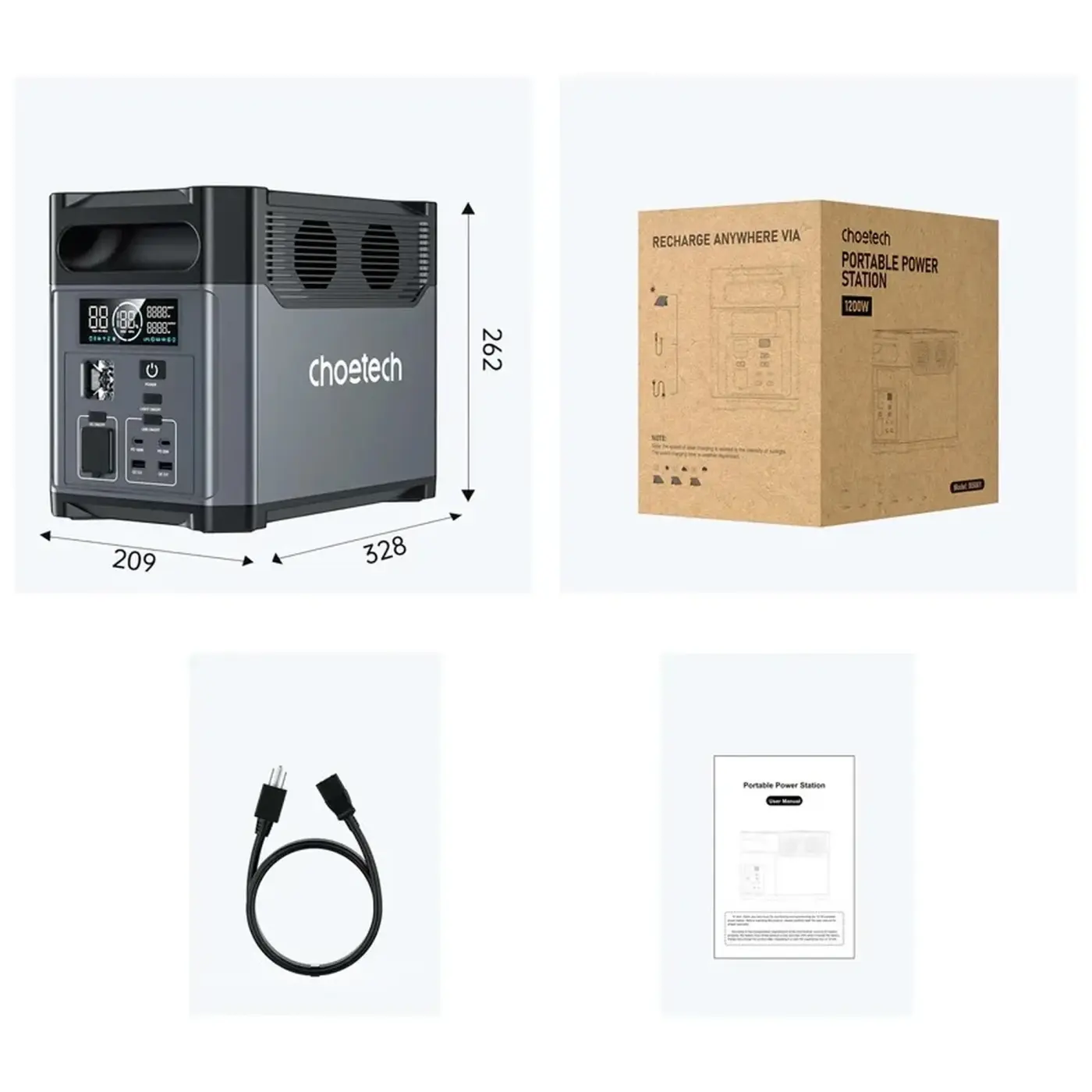 Купить Зарядная станция Choetech BS061 1200W 1024Wh WiFi+BT (BS061-BQB) - фото 4