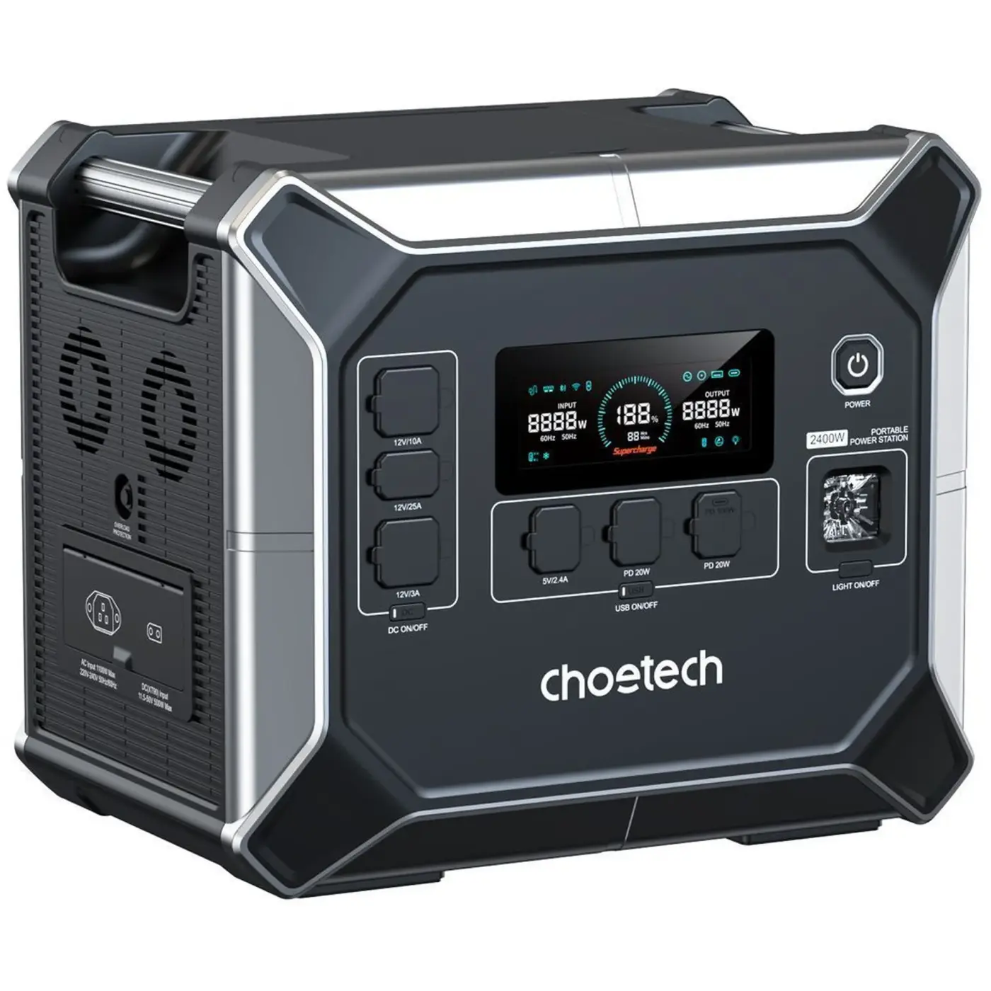 Купить Зарядная станция Choetech BS067 2400W 2048Wh (BS067-EU-BKSL) - фото 1