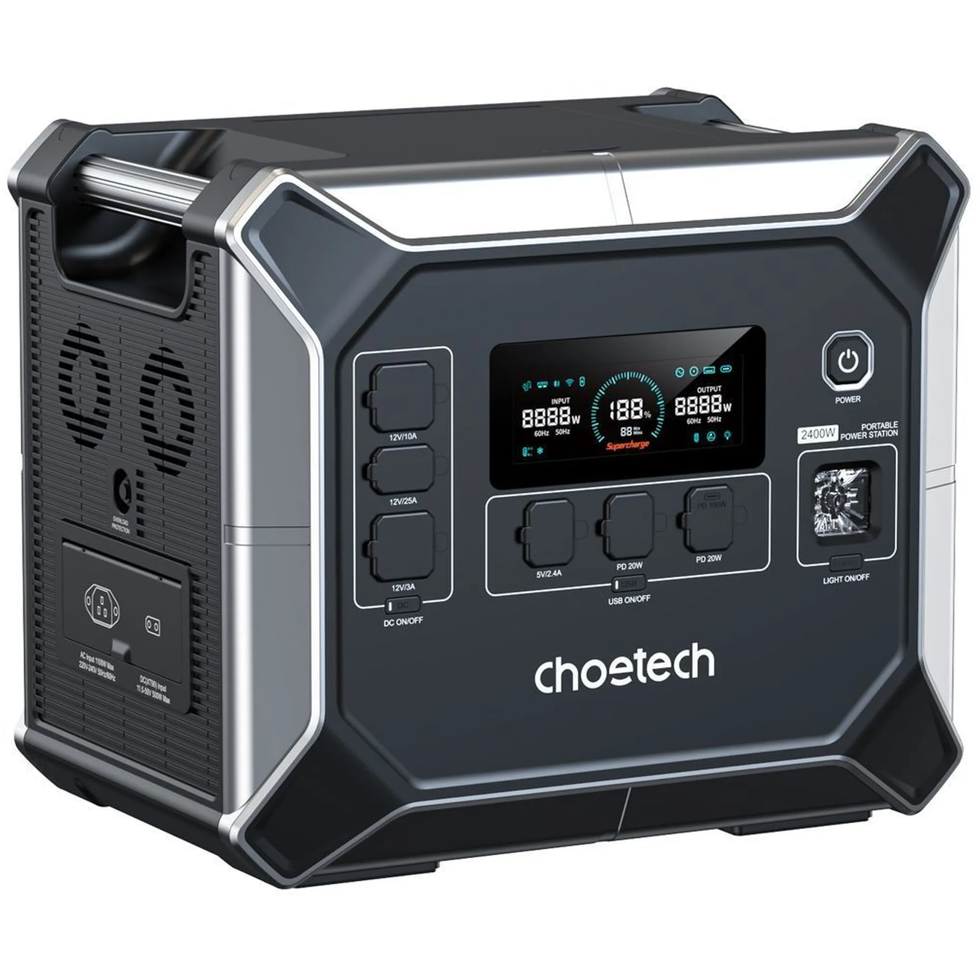 Купить Зарядная станция Choetech BS067 2400W 2048Wh (BS067-EU-BKSL) - фото 1