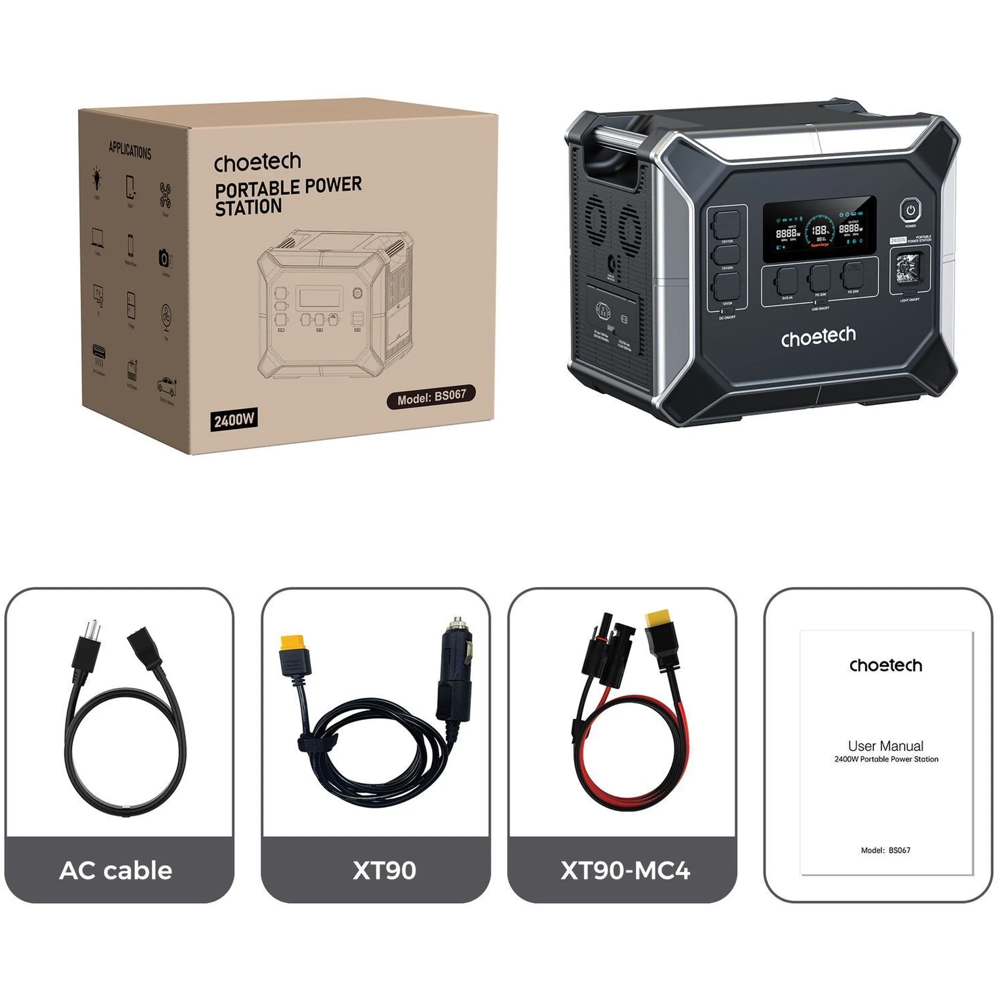 Купить Зарядная станция Choetech BS067 2400W 2048Wh (BS067-EU-BKSL) - фото 3