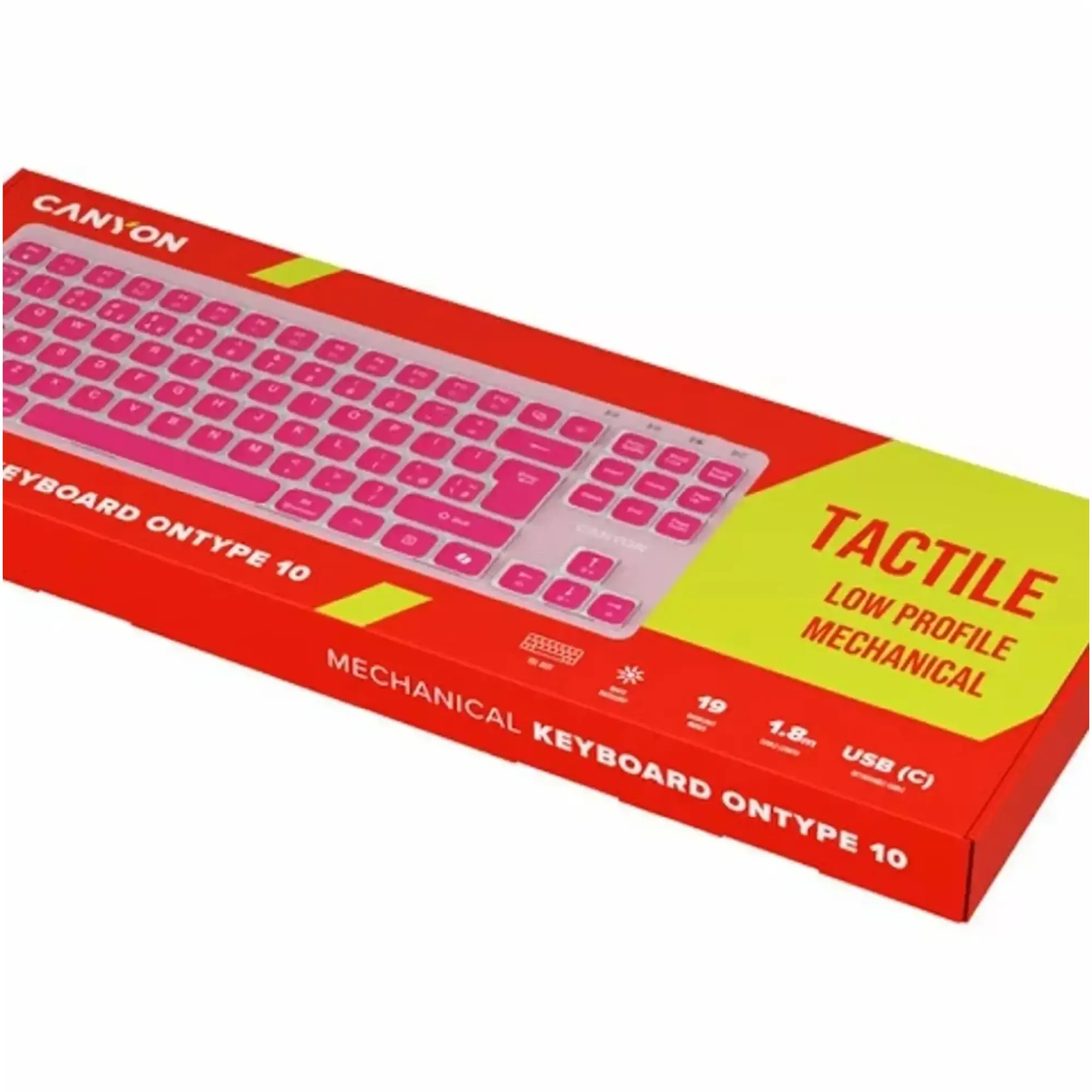 Купить Клавиатура Canyon OnType 10 TKL Mechanical Silent Low-profile USB UA Pink (CNS-HKB10P) - фото 5