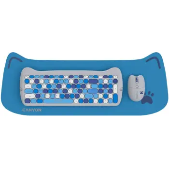 Купить Комплект клавиатура и мышь Canyon HSET-W6 Kitty Edition Wireless UA Blue (CNS-HSETW6BL) - фото 1