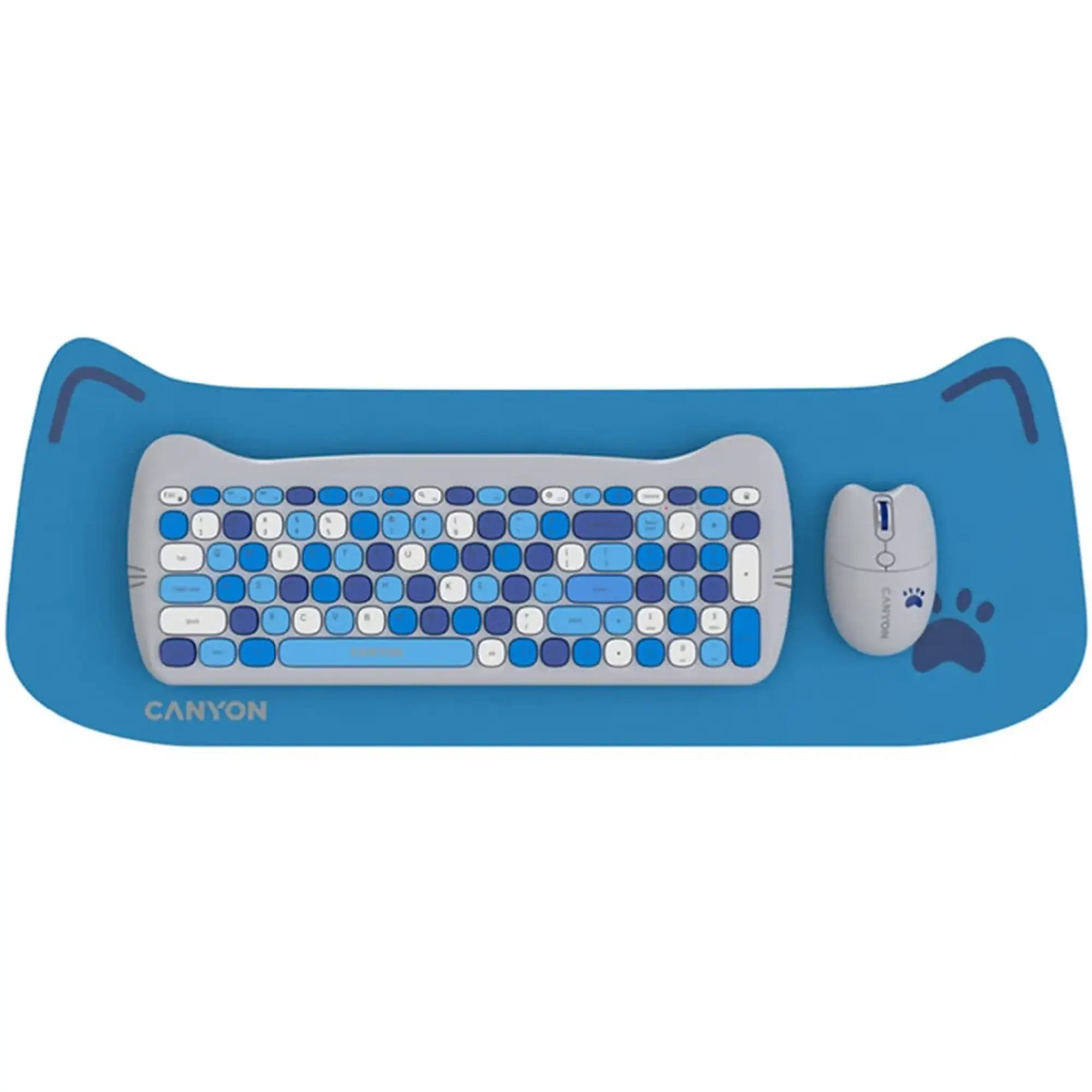 Купить Комплект клавиатура и мышь Canyon HSET-W6 Kitty Edition Wireless UA Blue (CNS-HSETW6BL) - фото 1