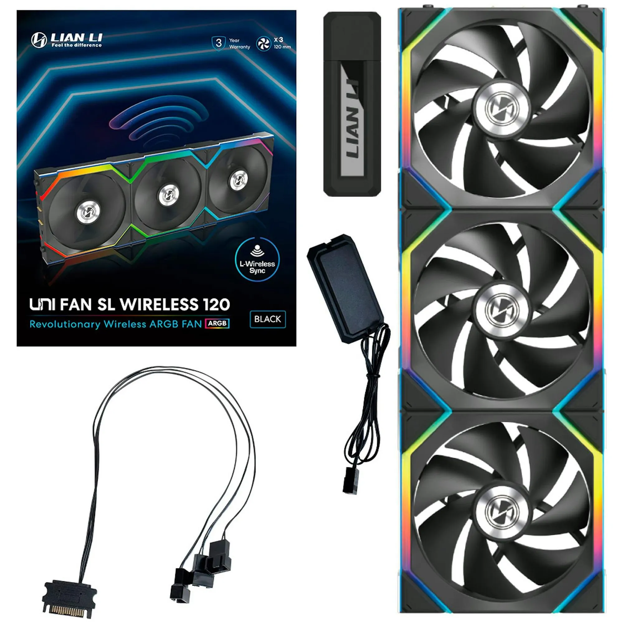 Купить Вентилятор Lian Li Uni Fan SL Wireless 120 3-Pack Black (G99.12SL1W3B.00) - фото 9