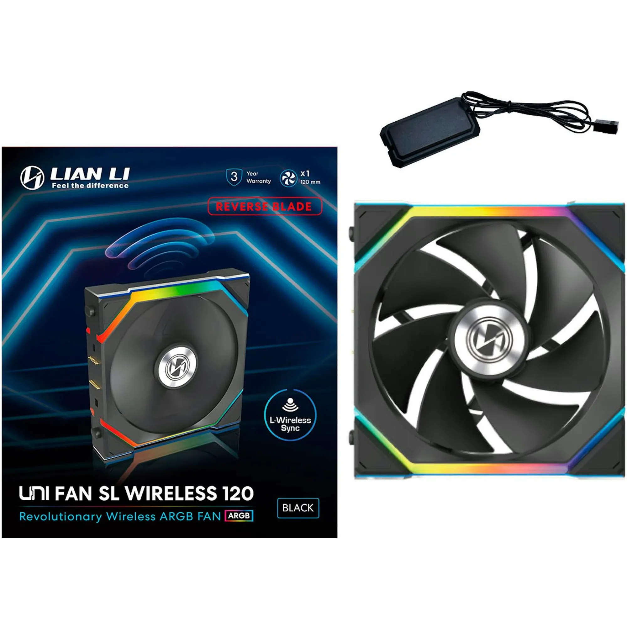 Купити Вентилятор Lian Li Uni Fan SL Wireless 120 Reverse Blade Black (G99.12RSL1W1B.00) - фото 6
